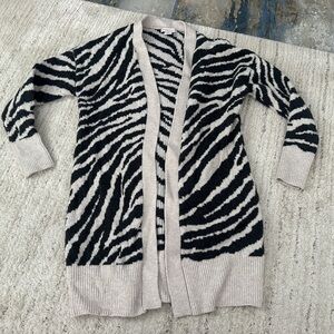 Sincerely Jules Cream & Black Zebra Print Open Tunic Cardigan